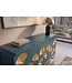 Invicta Interior Dressoir GINKGO 160cm ginkgoblad front mangohout turkoois met gouden metalen frame - 49494