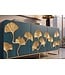 Invicta Interior Dressoir GINKGO 160cm ginkgoblad front mangohout turkoois met gouden metalen frame - 49494