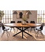 Invicta Interior Eettafel GALAXIE 240cm ovaal sheesham hout bruin steen afwerking met zwart sterren frame - 48199