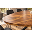 Invicta Interior Eettafel GALAXIE 240cm ovaal sheesham hout bruin steen afwerking met zwart sterren frame - 48199
