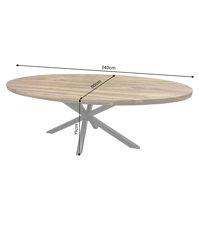 Invicta Interior Eettafel GALAXIE 240cm ovaal sheesham hout bruin steen afwerking met zwart sterren frame - 48199