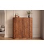 Invicta Interior Barmeubel ADLON 140cm 3D textuurfront afgeronde hoeken mangohout bruin met wijnrek - 48821