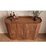 Invicta Interior Barmeubel ADLON 140cm 3D textuurfront afgeronde hoeken mangohout bruin met wijnrek - 48821