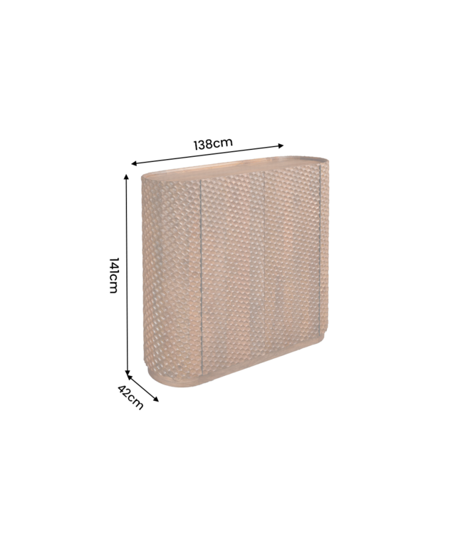 Invicta Interior Barmeubel ADLON 140cm 3D textuurfront afgeronde hoeken mangohout bruin met wijnrek - 48821