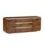 Invicta Interior Dressoir MONZA 180cm geribd front afgeronde hoeken mangohout bruin met gouddetails - 48834