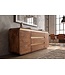 Invicta Interior Dressoir MONZA 180cm geribd front afgeronde hoeken mangohout bruin met gouddetails - 48834