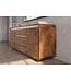 Invicta Interior Dressoir MONZA 180cm geribd front afgeronde hoeken mangohout bruin met gouddetails - 48834