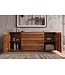 Invicta Interior Dressoir MONZA 180cm geribd front afgeronde hoeken mangohout bruin met gouddetails - 48834