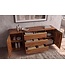 Invicta Interior Dressoir MONZA 180cm geribd front afgeronde hoeken mangohout bruin met gouddetails - 48834
