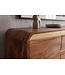 Invicta Interior Dressoir MONZA 180cm geribd front afgeronde hoeken mangohout bruin met gouddetails - 48834