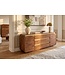 Invicta Interior Dressoir MONZA 180cm geribd front afgeronde hoeken mangohout bruin met gouddetails - 48834