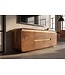 Invicta Interior TV-Meubel MONZA 160cm met kabelmanagement geribbelde voorkant afgeronde hoeken bruin mangohout gouden details - 48835