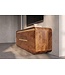 Invicta Interior TV-Meubel MONZA 160cm met kabelmanagement geribbelde voorkant afgeronde hoeken bruin mangohout gouden details - 48835