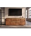 Invicta Interior TV-Meubel MONZA 160cm met kabelmanagement geribbelde voorkant afgeronde hoeken bruin mangohout gouden details - 48835