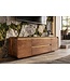 Invicta Interior TV-Meubel MONZA 160cm met kabelmanagement geribbelde voorkant afgeronde hoeken bruin mangohout gouden details - 48835