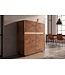 Invicta Interior Highboard MONZA 120cm geribbelde voorkant afgeronde hoeken mangohout bruin met gouddetails - 48836