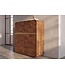 Invicta Interior Highboard MONZA 120cm geribbelde voorkant afgeronde hoeken mangohout bruin met gouddetails - 48836