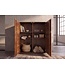 Invicta Interior Highboard MONZA 120cm geribbelde voorkant afgeronde hoeken mangohout bruin met gouddetails - 48836
