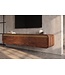 Invicta Interior TV-Meubel MONZA 160cm met kabelmanagement hangend geribd front bruin mangowood gouddetails - 48837
