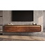Invicta Interior TV-Meubel MONZA 160cm met kabelmanagement hangend geribd front bruin mangowood gouddetails - 48837