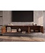Invicta Interior TV-Meubel MONZA 160cm met kabelmanagement hangend geribd front bruin mangowood gouddetails - 48837