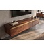 Invicta Interior TV-Meubel MONZA 160cm met kabelmanagement hangend geribd front bruin mangowood gouddetails - 48837