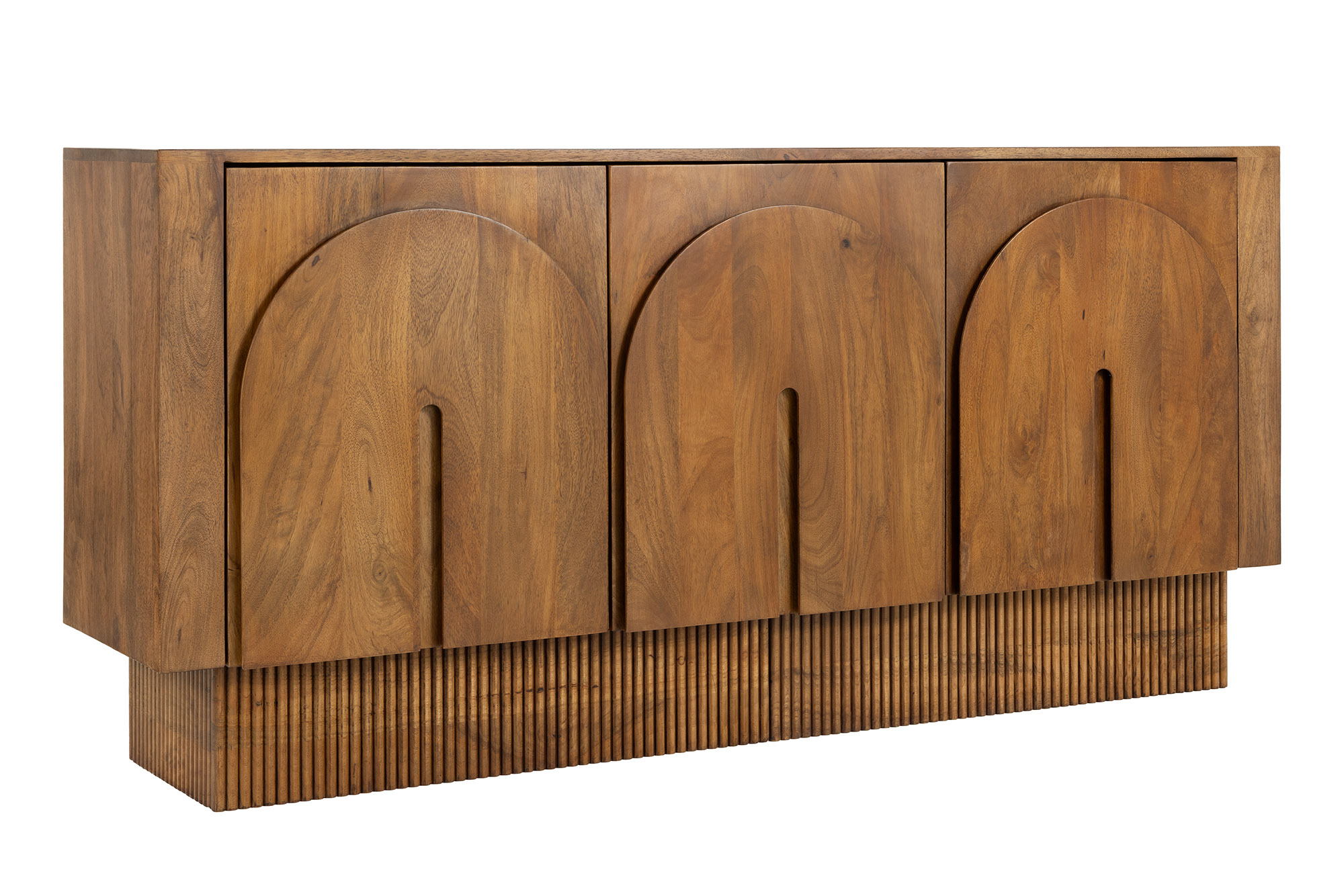 Dressoir ARCADIA 160cm gebogen front gegroefde voet mangohout bruin - 48840