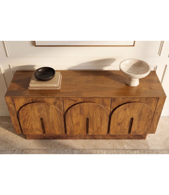 Invicta Interior Dressoir ARCADIA 160cm gebogen front gegroefde voet mangohout bruin - 48840