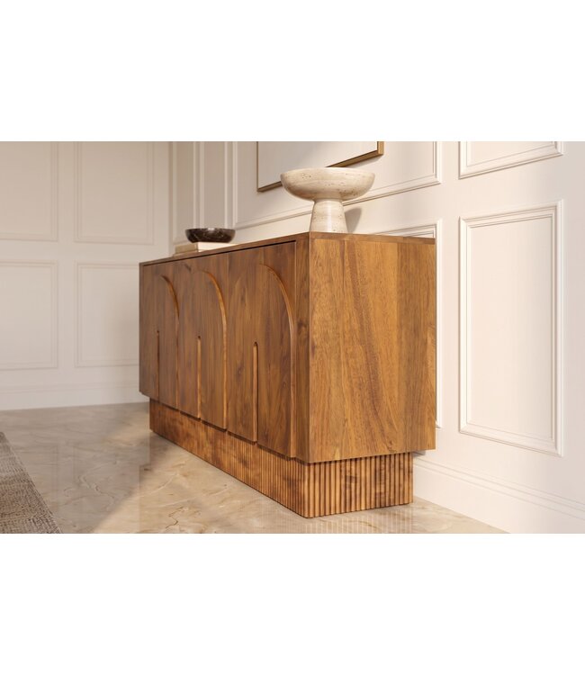 Invicta Interior Dressoir ARCADIA 160cm gebogen front gegroefde voet mangohout bruin - 48840