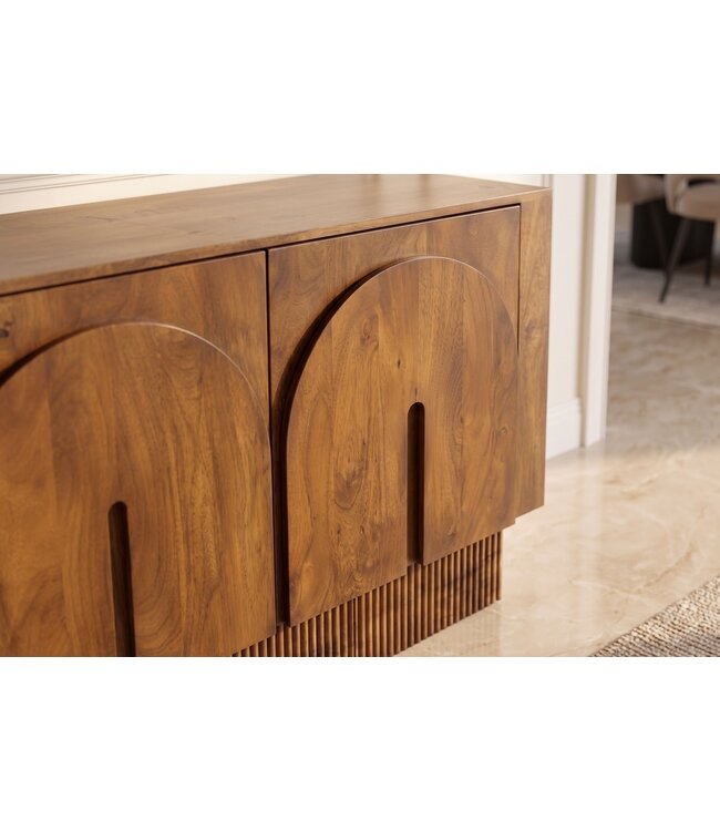 Invicta Interior Dressoir ARCADIA 160cm gebogen front gegroefde voet mangohout bruin - 48840