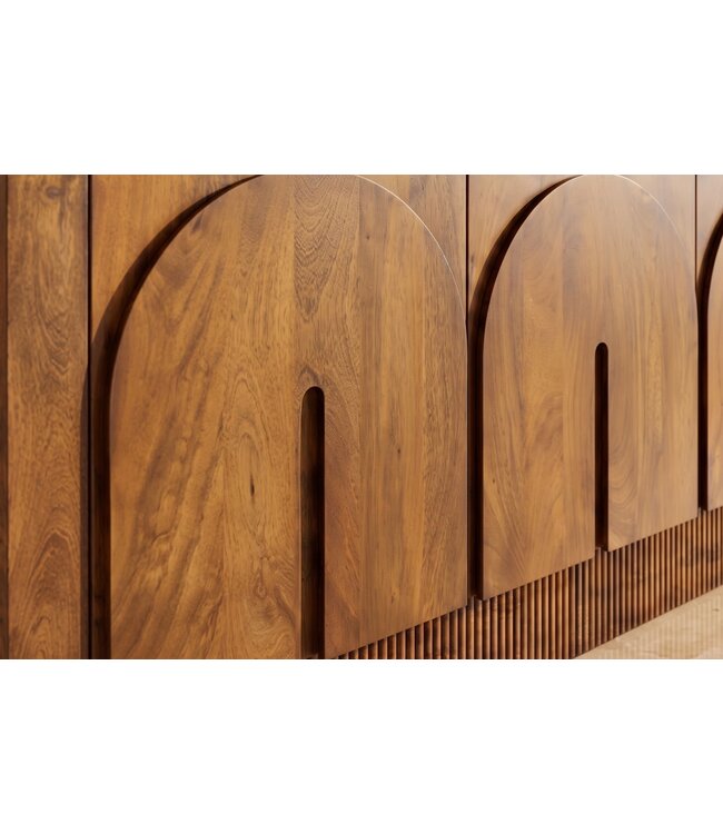 Invicta Interior Dressoir ARCADIA 160cm gebogen front gegroefde voet mangohout bruin - 48840