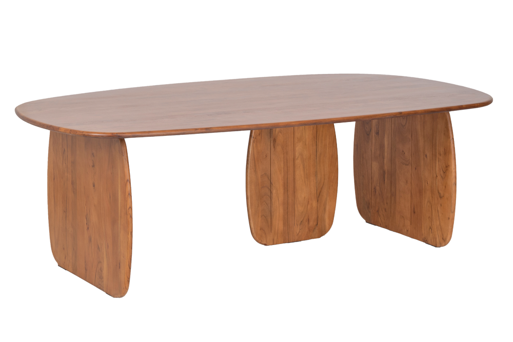 Eettafel SCULPTURA 240cm ovaal sculptuur frame acacia hout bruin - 49259
