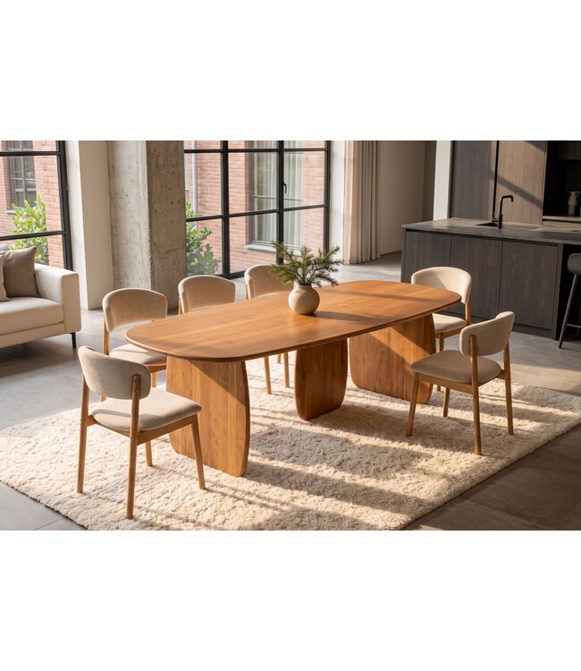 Invicta Interior Eettafel SCULPTURA 240cm ovaal sculptuur frame acacia hout bruin - 49259