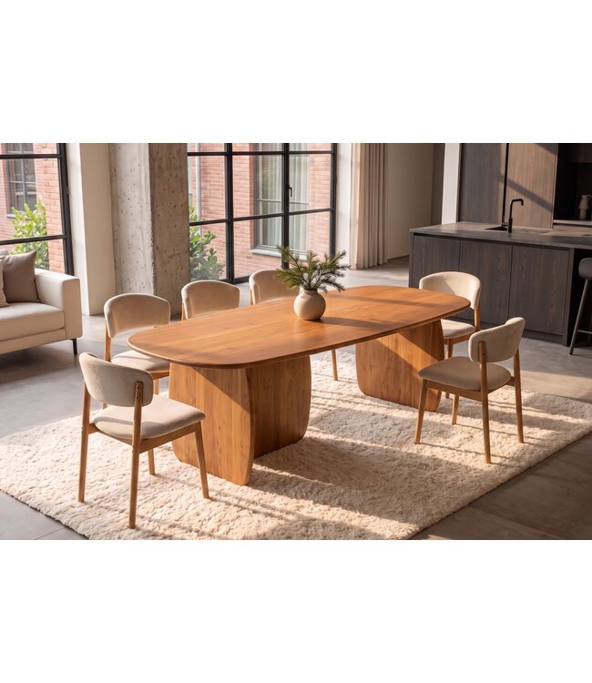 Invicta Interior Eettafel SCULPTURA 240cm ovaal sculptuur frame acacia hout bruin - 49259