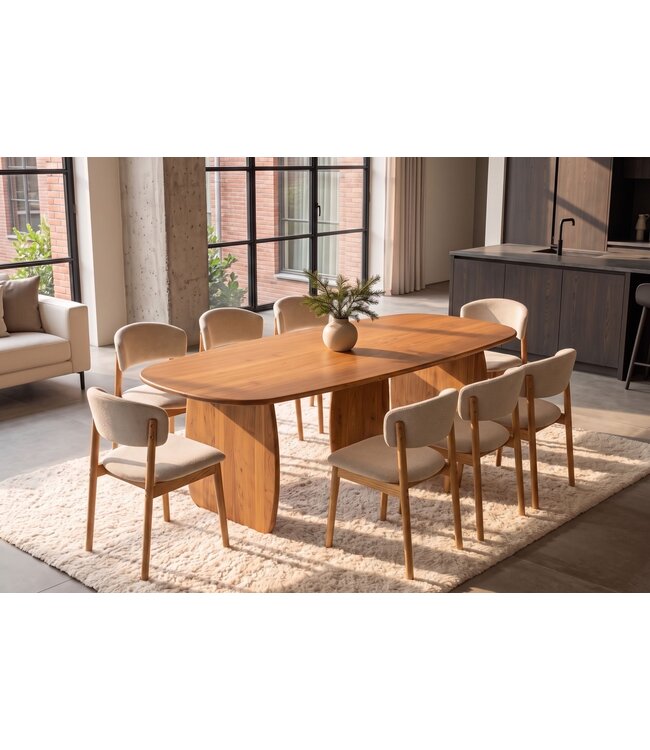 Invicta Interior Eettafel SCULPTURA 240cm ovaal sculptuur frame acacia hout bruin - 49259