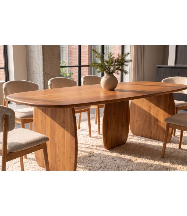 Invicta Interior Eettafel SCULPTURA 240cm ovaal sculptuur frame acacia hout bruin - 49259