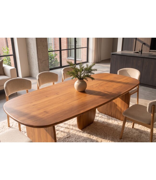 Invicta Interior Eettafel SCULPTURA 240cm ovaal sculptuur frame acacia hout bruin - 49259