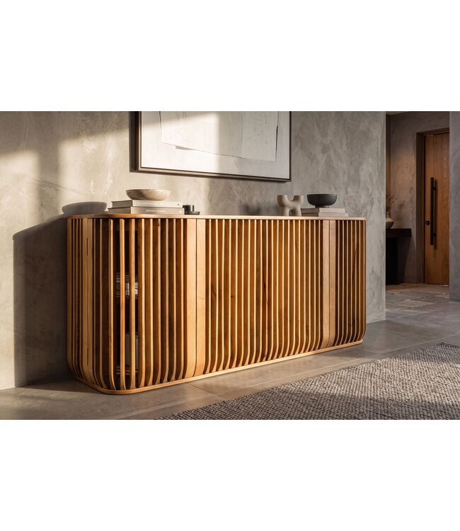 Invicta Interior Dressoir SCULPTURA 170cm open latten front afgeronde hoeken mangohout naturel - 49268