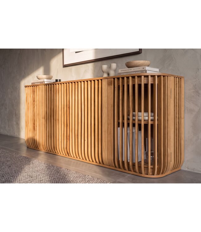 Invicta Interior Dressoir SCULPTURA 170cm open latten front afgeronde hoeken mangohout naturel - 49268