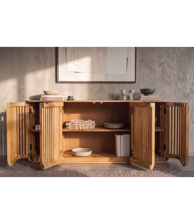 Invicta Interior Dressoir SCULPTURA 170cm open latten front afgeronde hoeken mangohout naturel - 49268