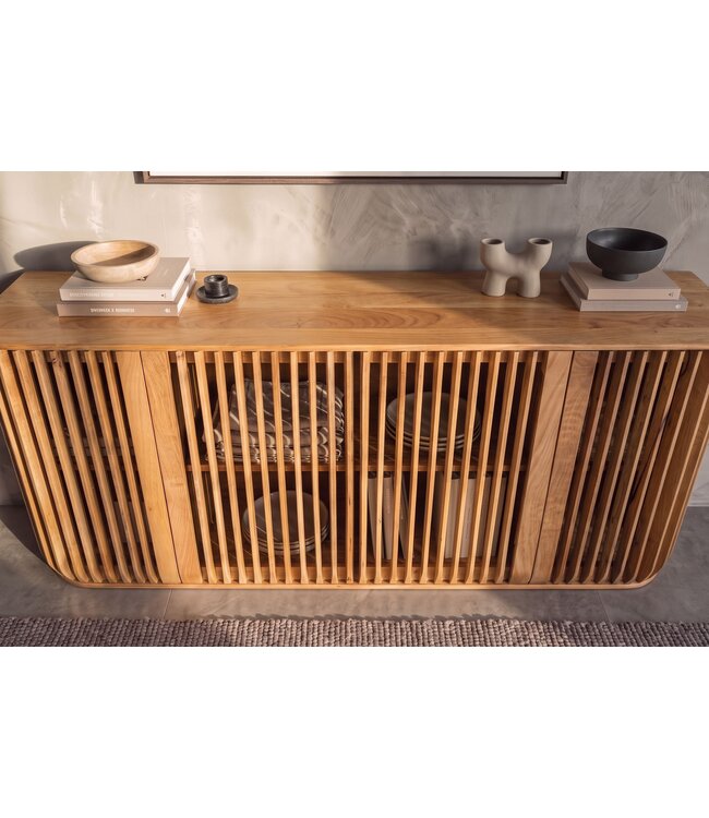 Invicta Interior Dressoir SCULPTURA 170cm open latten front afgeronde hoeken mangohout naturel - 49268