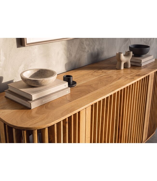 Invicta Interior Dressoir SCULPTURA 170cm open latten front afgeronde hoeken mangohout naturel - 49268