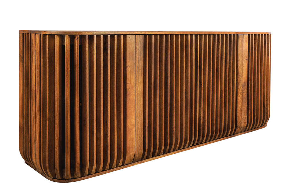 Dressoir SCULPTURA 170cm open latten front afgeronde hoeken mangohout bruin - 49269