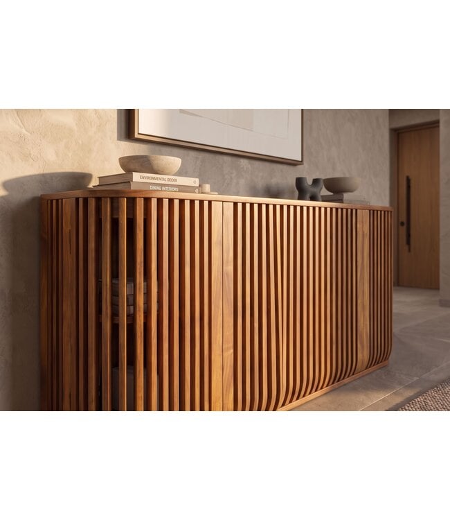 Invicta Interior Dressoir SCULPTURA 170cm open latten front afgeronde hoeken mangohout bruin - 49269