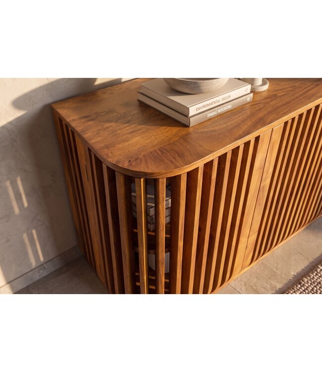 Invicta Interior Dressoir SCULPTURA 170cm open latten front afgeronde hoeken mangohout bruin - 49269