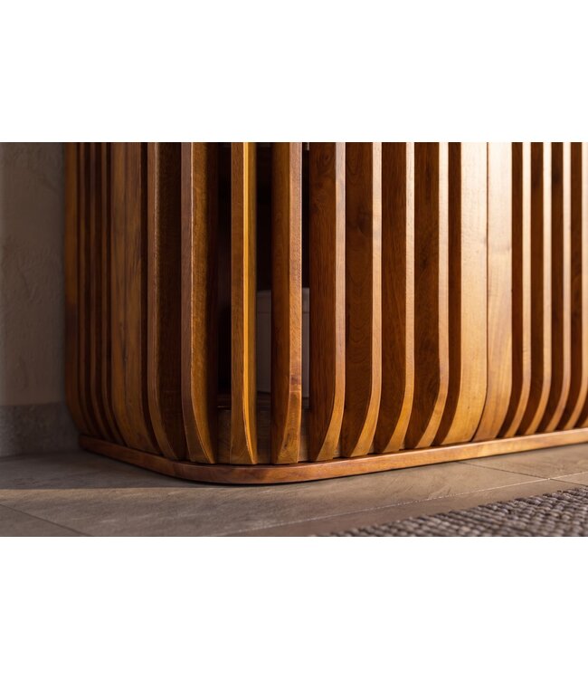 Invicta Interior Dressoir SCULPTURA 170cm open latten front afgeronde hoeken mangohout bruin - 49269