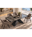Invicta Interior Uitschuifbare eettafel DIAMOND 180-260cm keramiek taupe met geometrisch zwart ijzeren onderstel - 49270