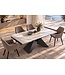 Invicta Interior Eettafel DIAMOND 180-260cm uitschuifbaar keramiek mat wit marmerlook met geometrisch zwart onderstel - 49271