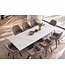 Invicta Interior Eettafel DIAMOND 180-260cm uitschuifbaar keramiek mat wit marmerlook met geometrisch zwart onderstel - 49271