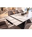 Invicta Interior Eettafel DIAMOND 180-260cm uitschuifbaar keramiek mat wit marmerlook met geometrisch zwart onderstel - 49271